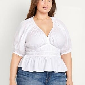 Old Navy White‎ Smocked Peplum Top Size XXL